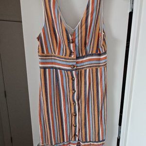 Gilli Striped V-Neck Midi Dress Sz L
